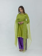 Pure Chanderi Silk Kurti and Farsi Salwar with Organza Dupatta