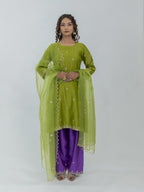 Pure Chanderi Silk Kurti and Farsi Salwar with Organza Dupatta