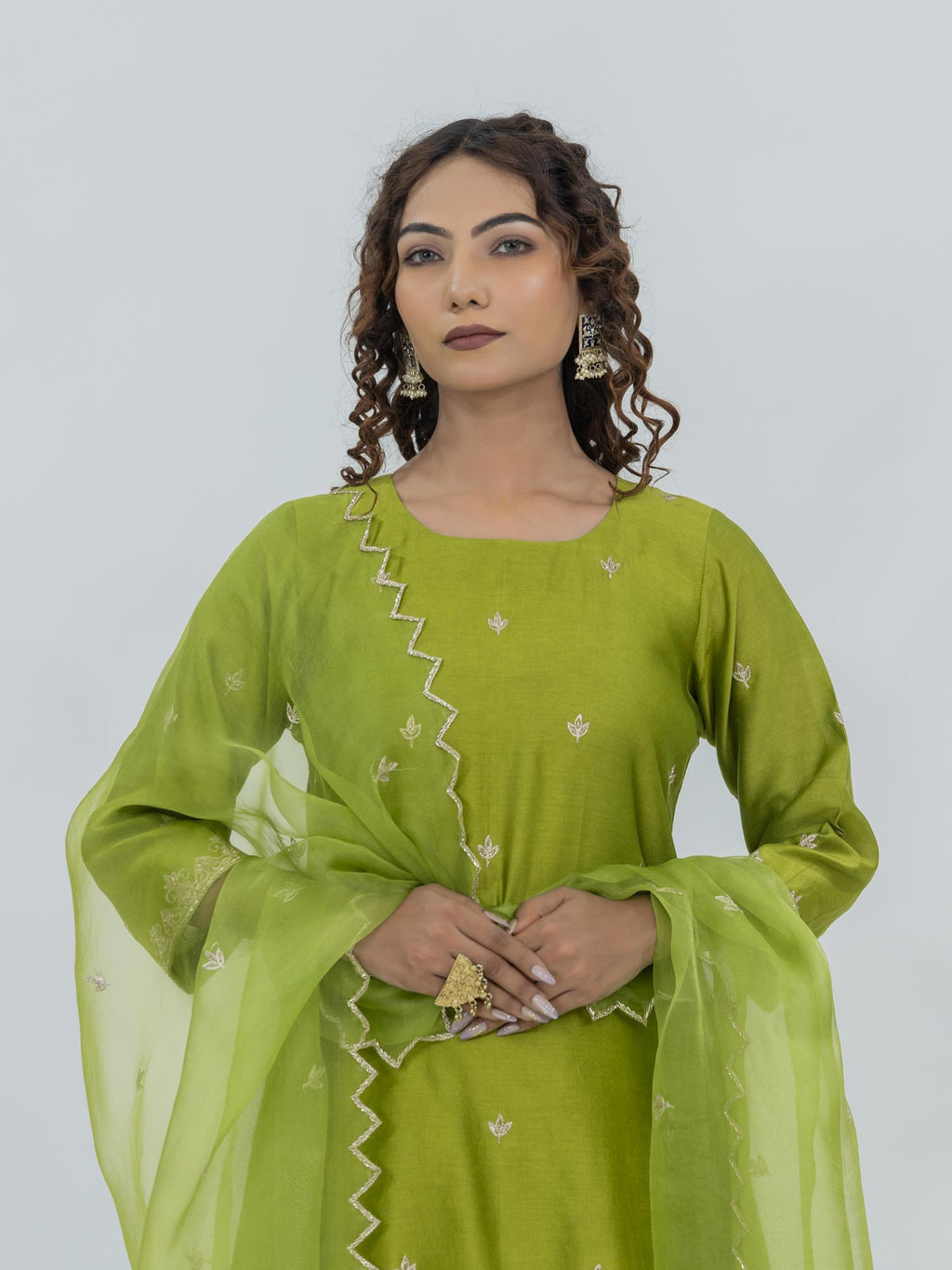 Pure Chanderi Silk Kurti and Farsi Salwar with Organza Dupatta