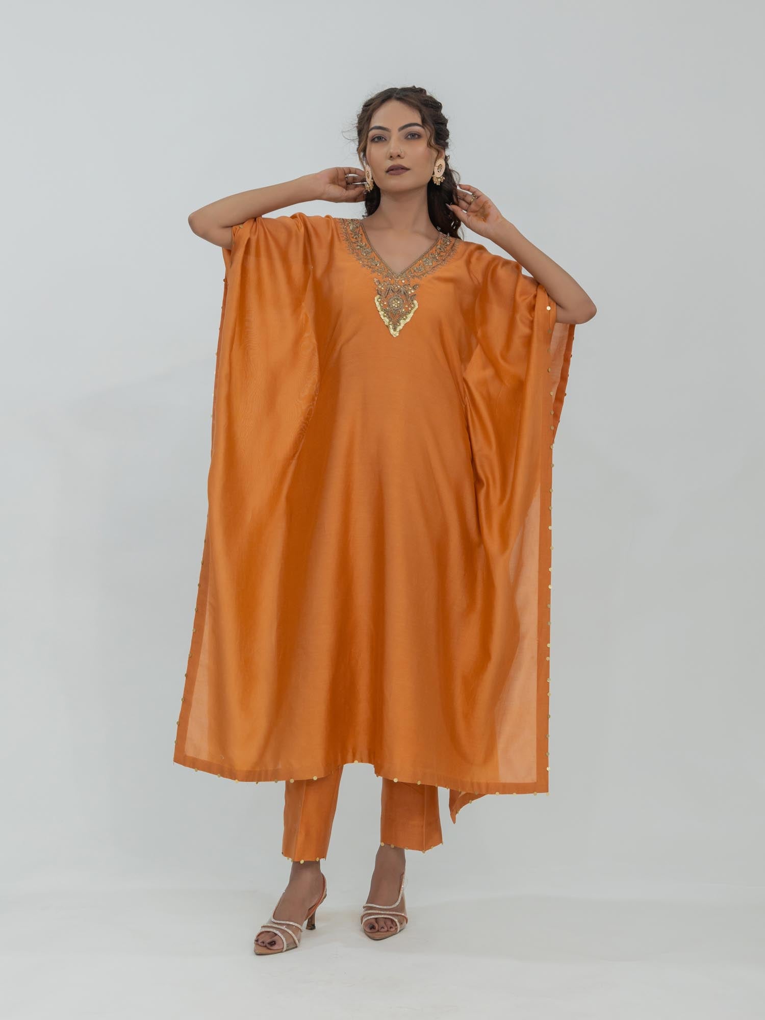 Pure Chanderi Silk Kaftan and Bottom