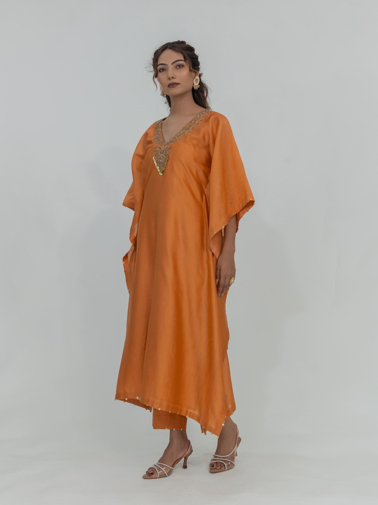 Pure Chanderi Silk Kaftan and Bottom
