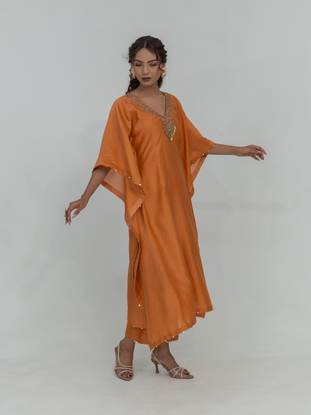 Pure Chanderi Silk Kaftan and Bottom