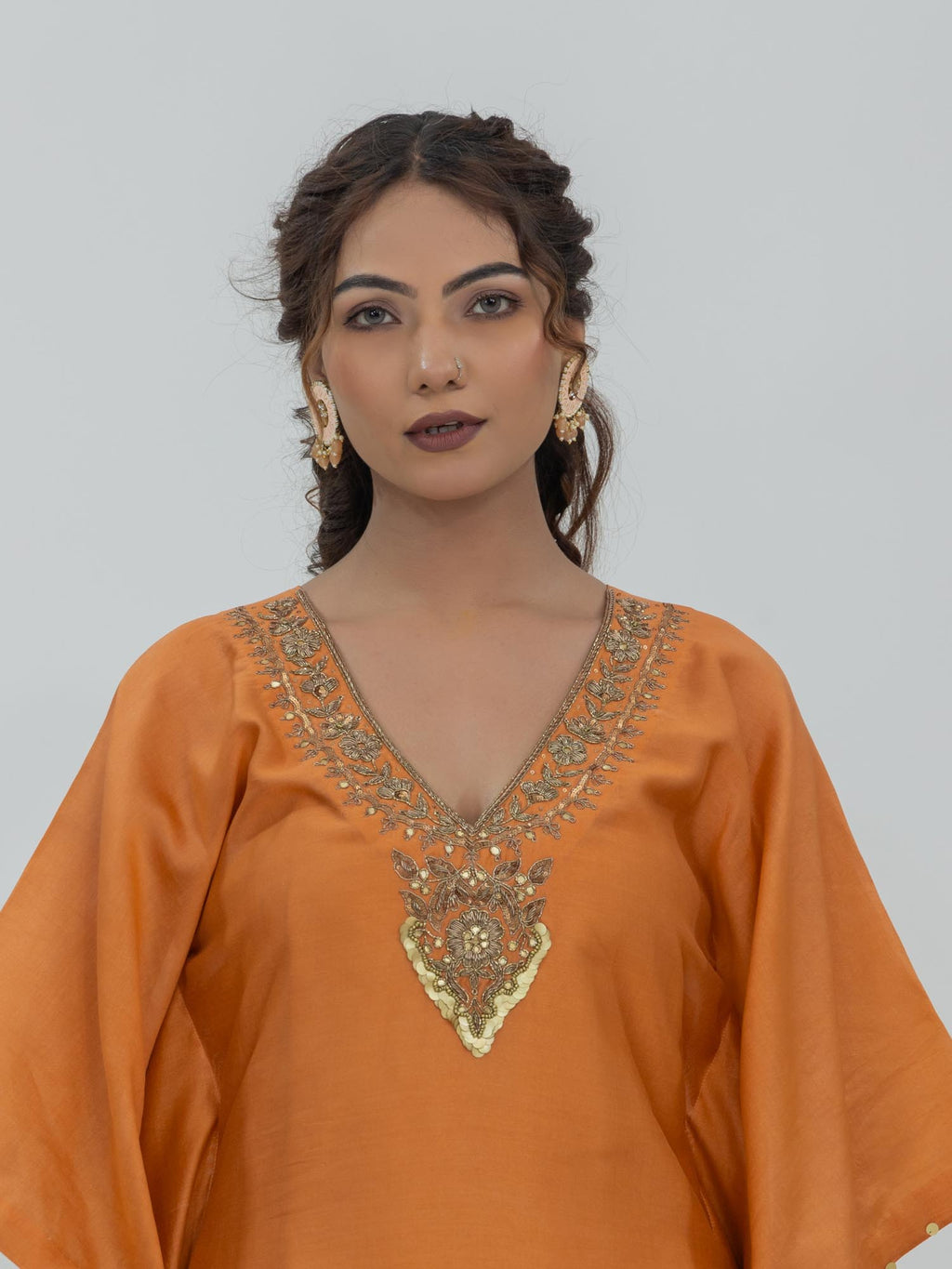 Pure Chanderi Silk Kaftan and Bottom