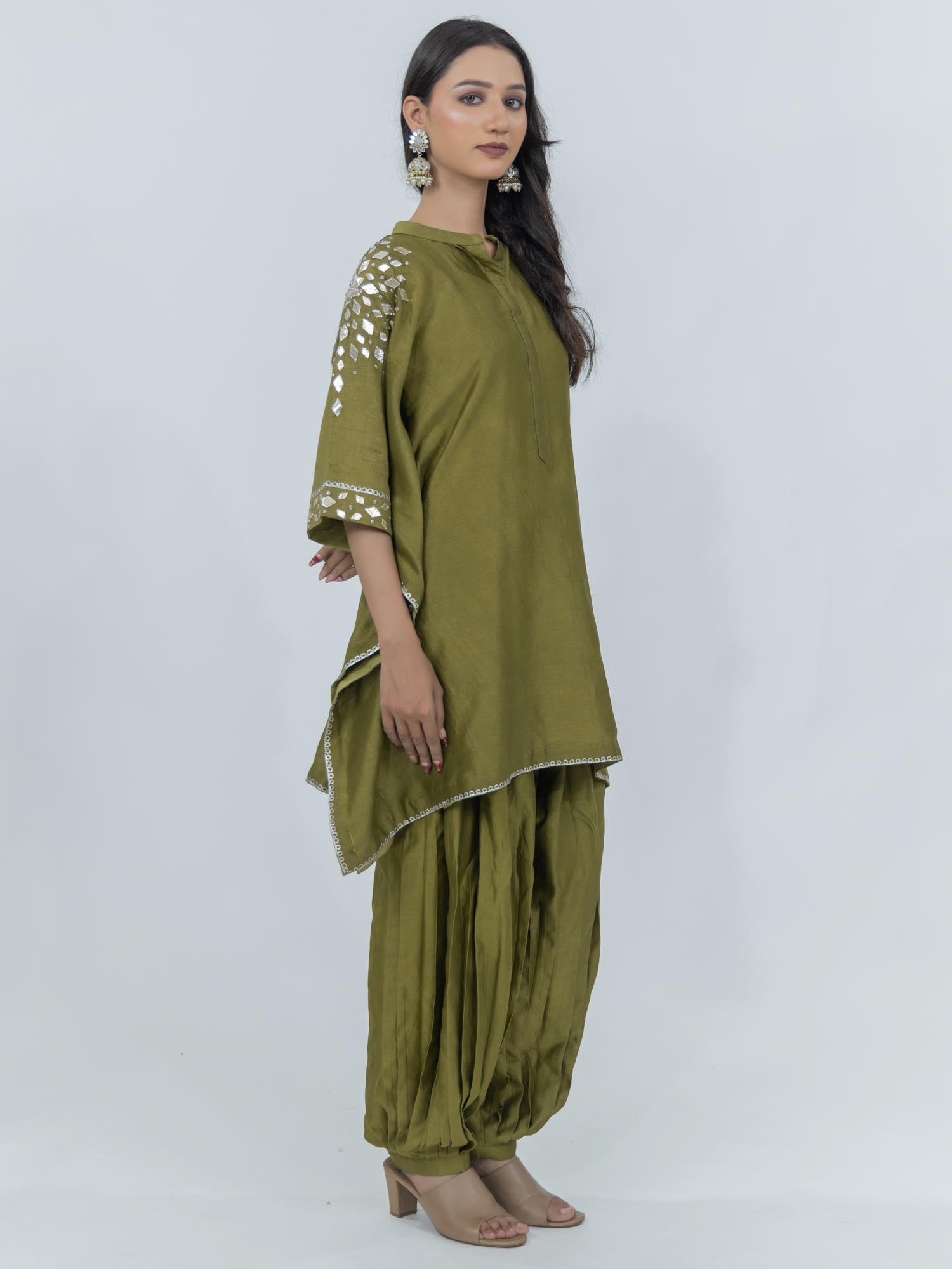 Pure Chanderi Silk Kaftan and Bottom