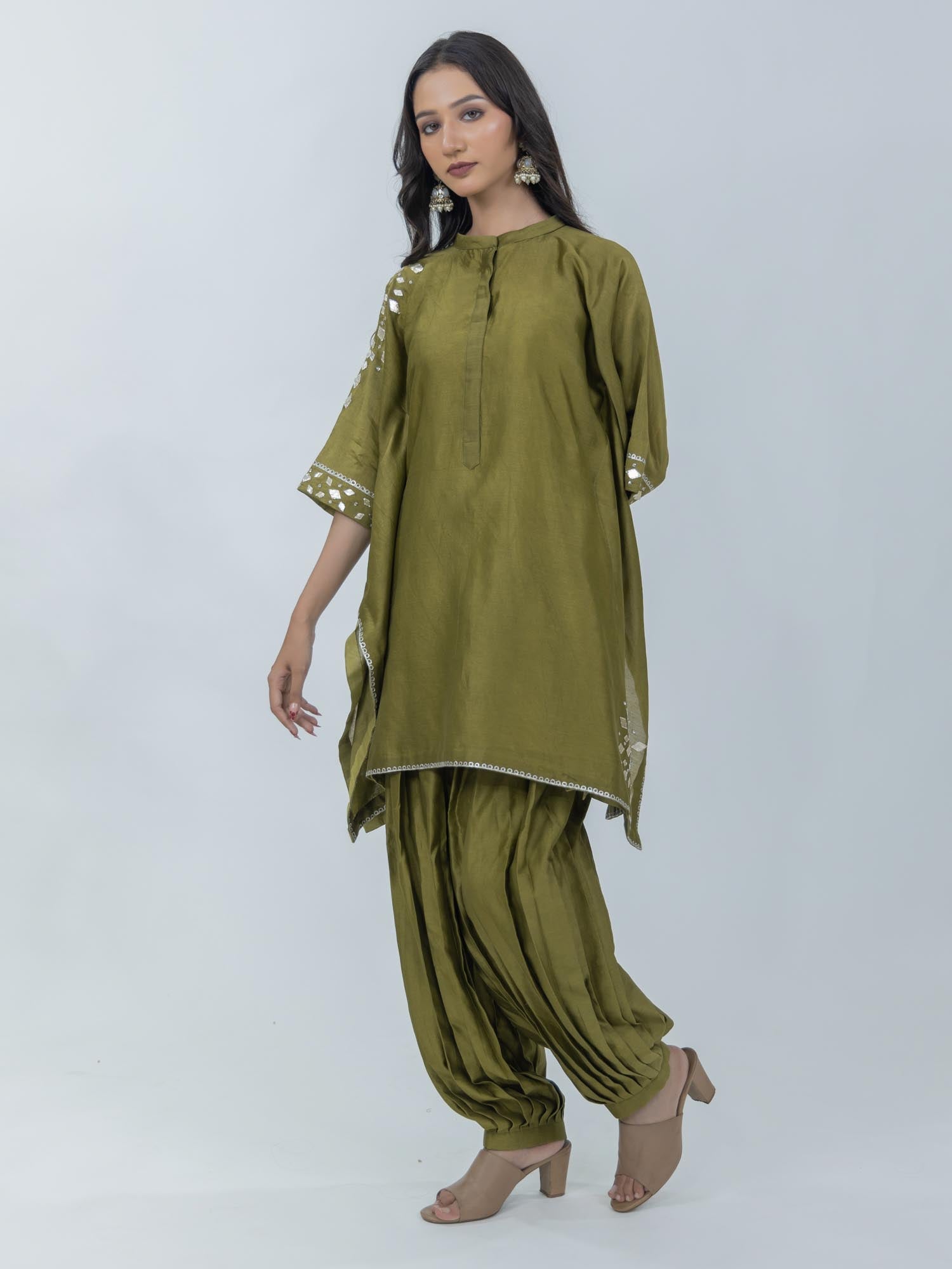 Pure Chanderi Silk Kaftan and Bottom