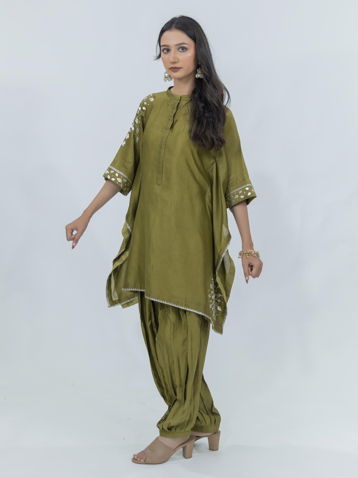 Pure Chanderi Silk Kaftan and Bottom