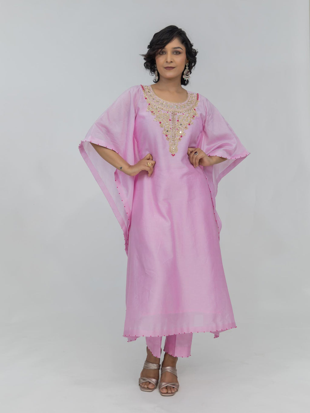 Pure Chanderi Silk Kaftan and Bottom
