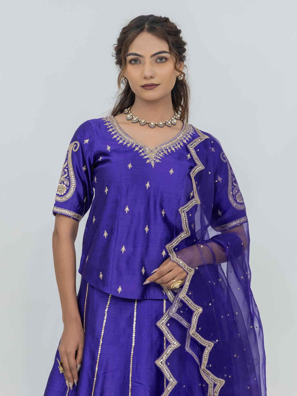 Pure Chiniya Silk Lehenga Choli with Organza Dupatta