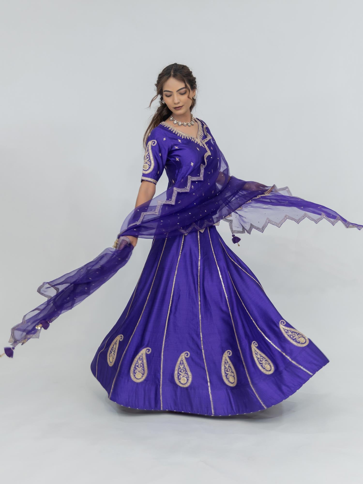 Pure Chiniya Silk Lehenga Choli with Organza Dupatta