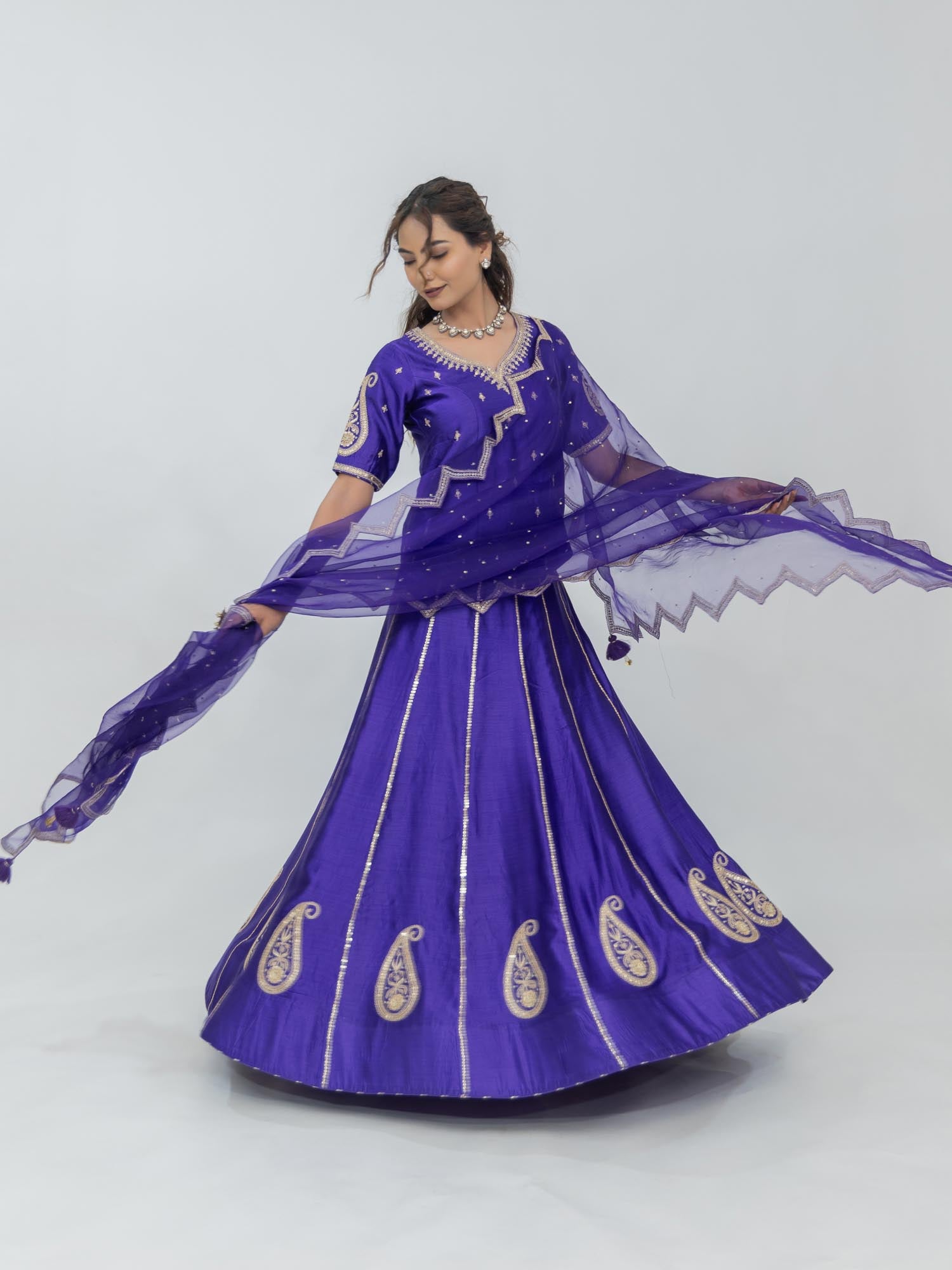 Pure Chiniya Silk Lehenga Choli with Organza Dupatta