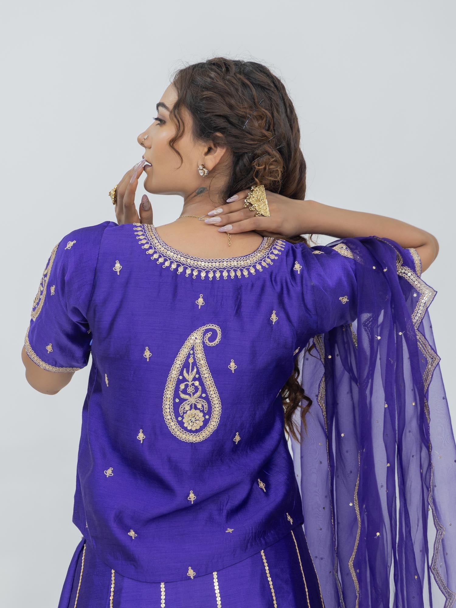 Pure Chiniya Silk Lehenga Choli with Organza Dupatta