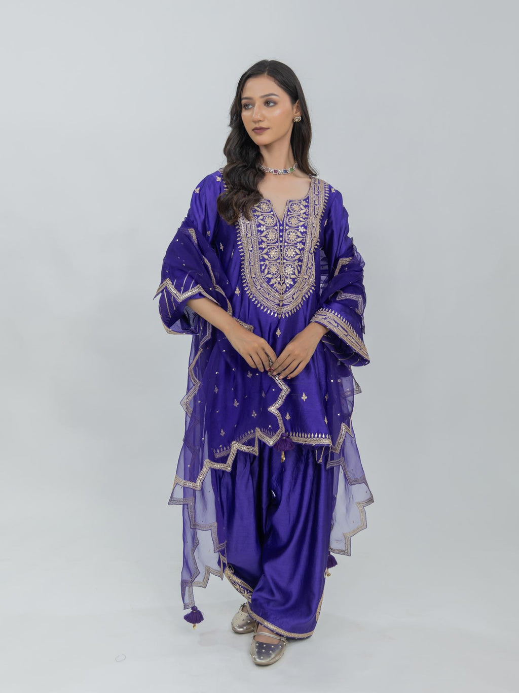 Pure Chiniya Silk Kurta and Bottom with Sheer Dupatta