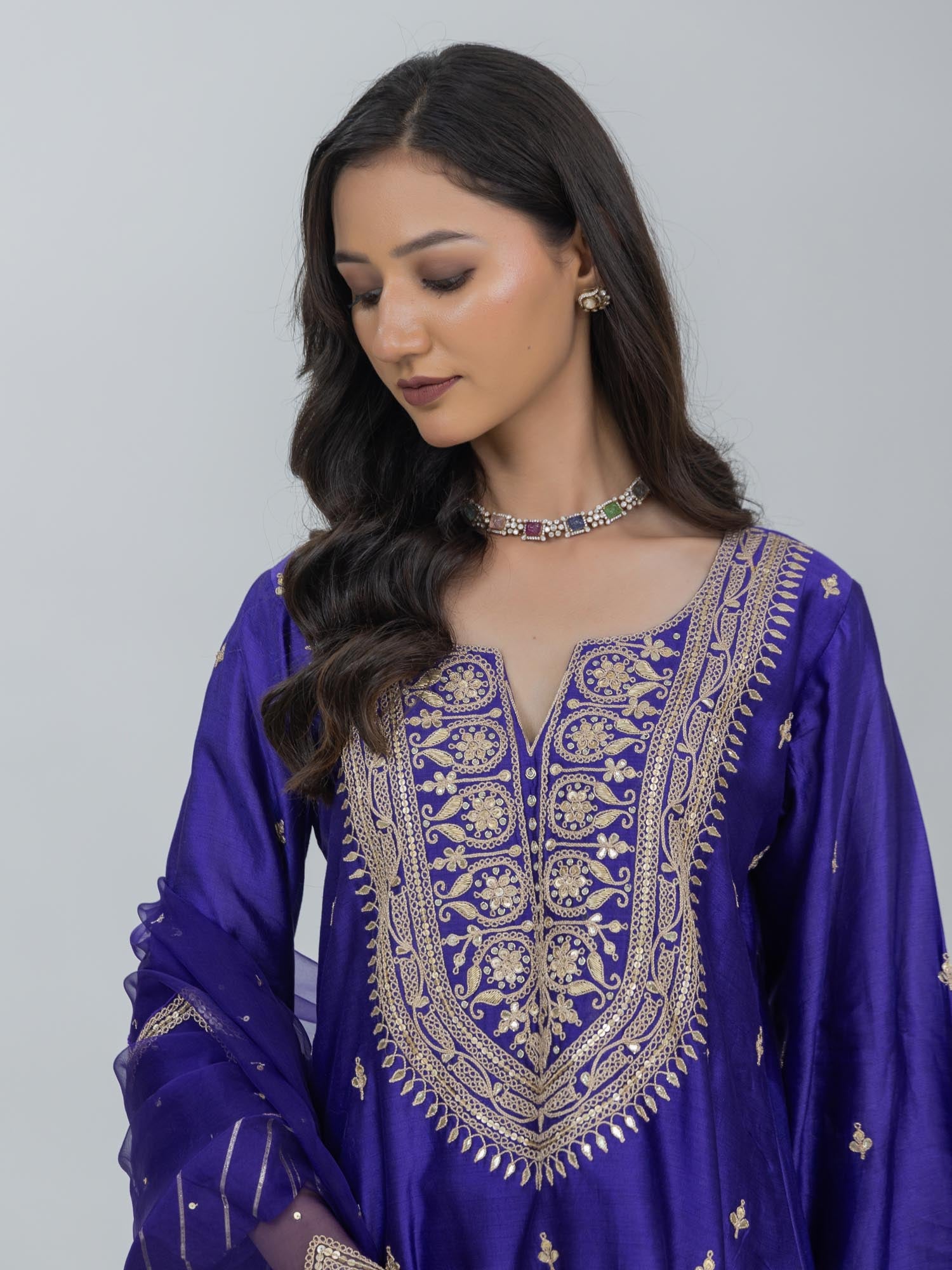 Pure Chiniya Silk Kurta and Bottom with Sheer Dupatta
