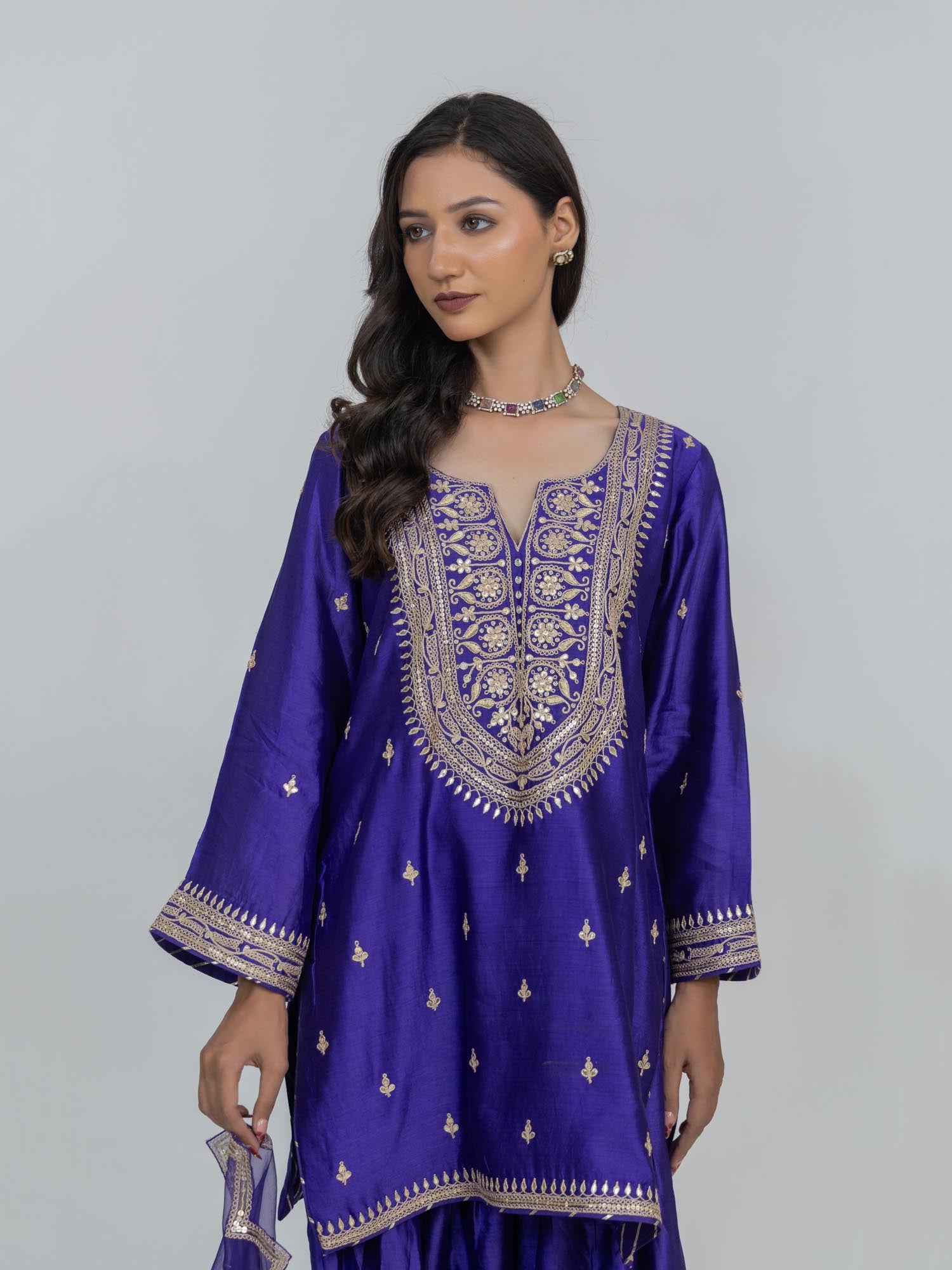 Pure Chiniya Silk Kurta and Bottom with Sheer Dupatta