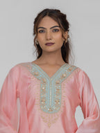 Pure Chiniya Silk Kurti and Farsi Salwar with Organza Dupatta