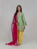 Pure Chiniya Silk Kurti and Bottom with Organza Dupatta