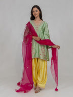 Pure Chiniya Silk Kurti and Bottom with Organza Dupatta