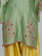 Pure Chiniya Silk Kurti and Bottom with Organza Dupatta