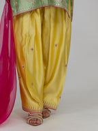 Pure Chiniya Silk Kurti and Bottom with Organza Dupatta