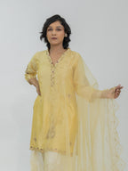 Pure Chiniya Silk Kurti and Bottom with Organza Dupatta