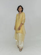 Pure Chiniya Silk Kurti and Bottom with Organza Dupatta