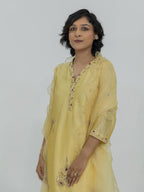 Pure Chiniya Silk Kurti and Bottom with Organza Dupatta