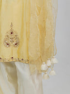 Pure Chiniya Silk Kurti and Bottom with Organza Dupatta