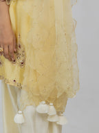 Pure Chiniya Silk Kurti and Bottom with Organza Dupatta