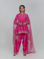 Pure Chanderi Silk Kurti and Salwar with Organza Dupatta