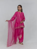 Pure Chanderi Silk Kurti and Salwar with Organza Dupatta