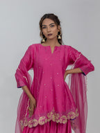 Pure Chanderi Silk Kurti and Salwar with Organza Dupatta