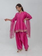 Pure Chanderi Silk Kurti and Salwar with Organza Dupatta