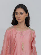 Pure Chiniya Silk Kurti and Bottom with Organza Dupatta