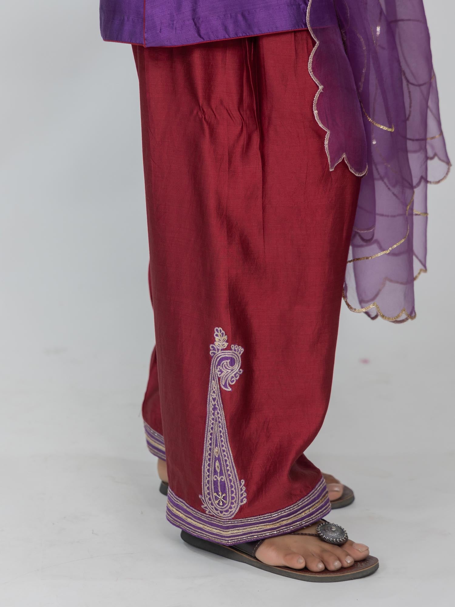 Pure Chiniya Silk Kurti and Farsi Salwar with Organza Dupatta