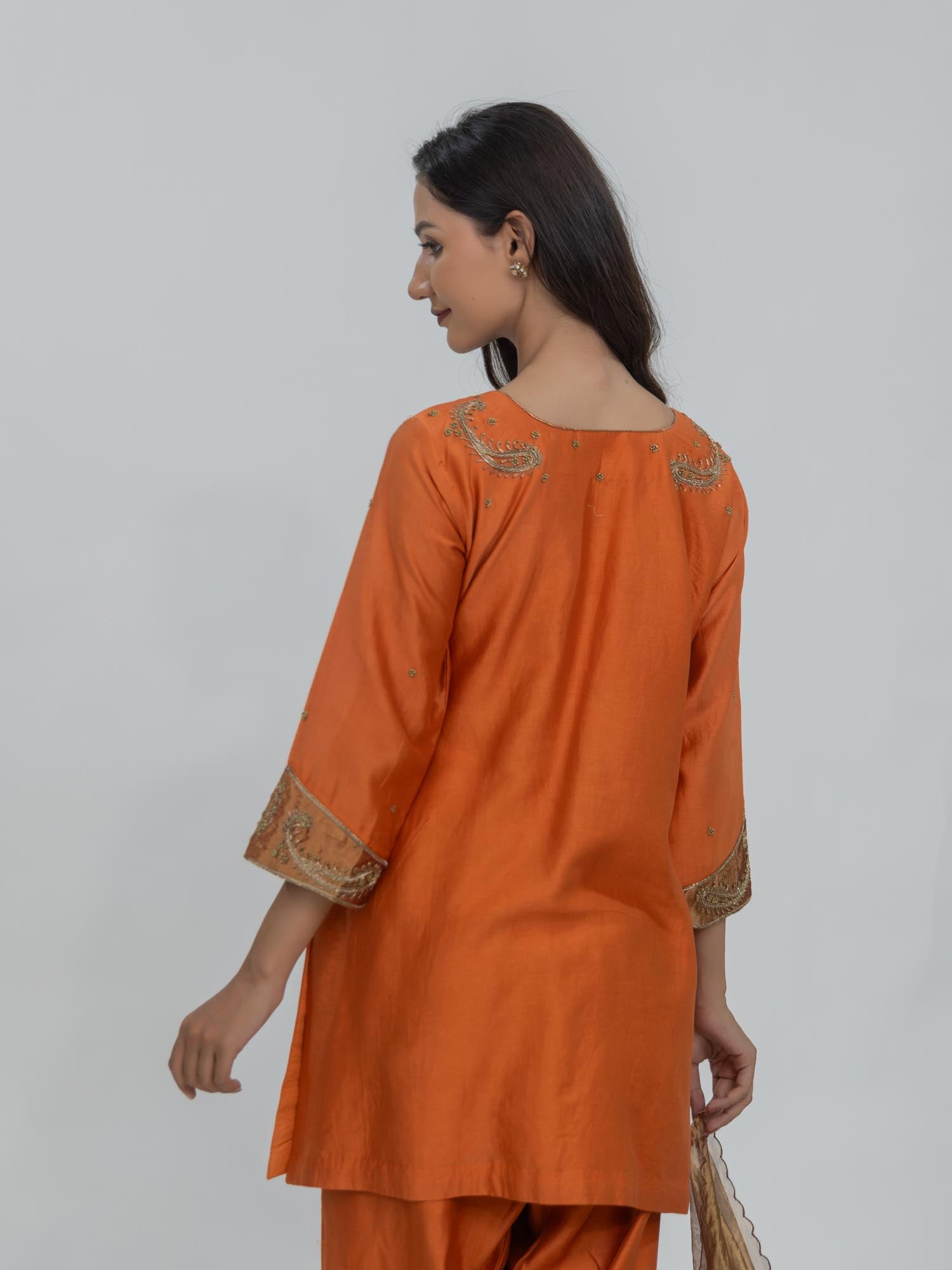 Pure Chanderi Silk Kurti and Bottom with Pure Tissue Dupatta