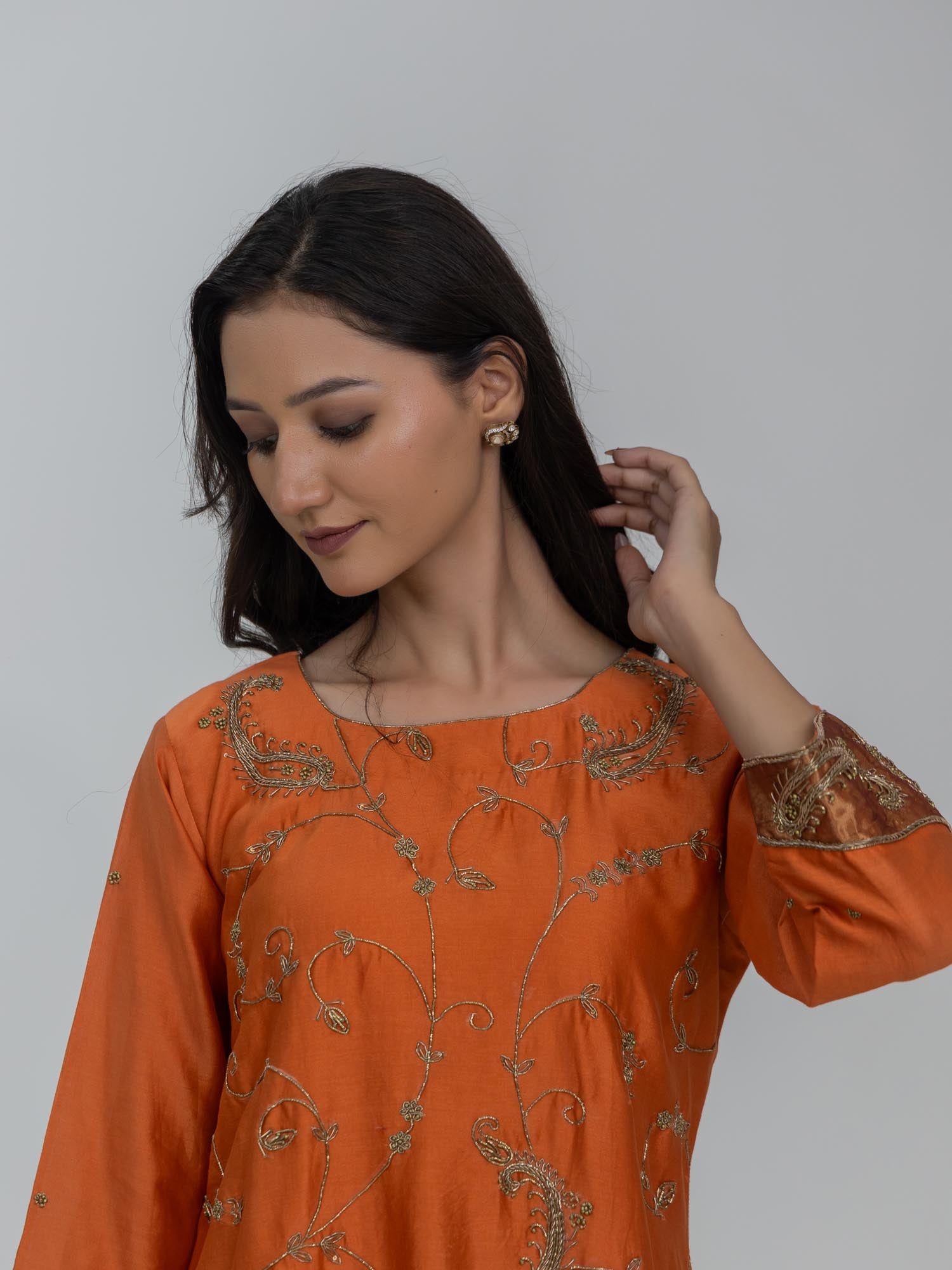 Pure Chanderi Silk Kurti and Bottom with Pure Tissue Dupatta