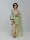 Pure Chiniya Silk Kurti and Farsi Salwar with pure Marori Hand Embroidery Organza Dupatta
