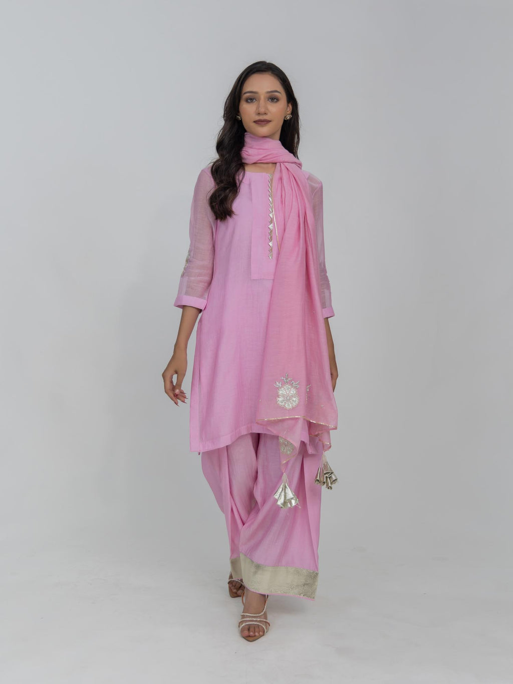 Pure Mul Chanderi Kurta and Farsi Salwar with Dupatta