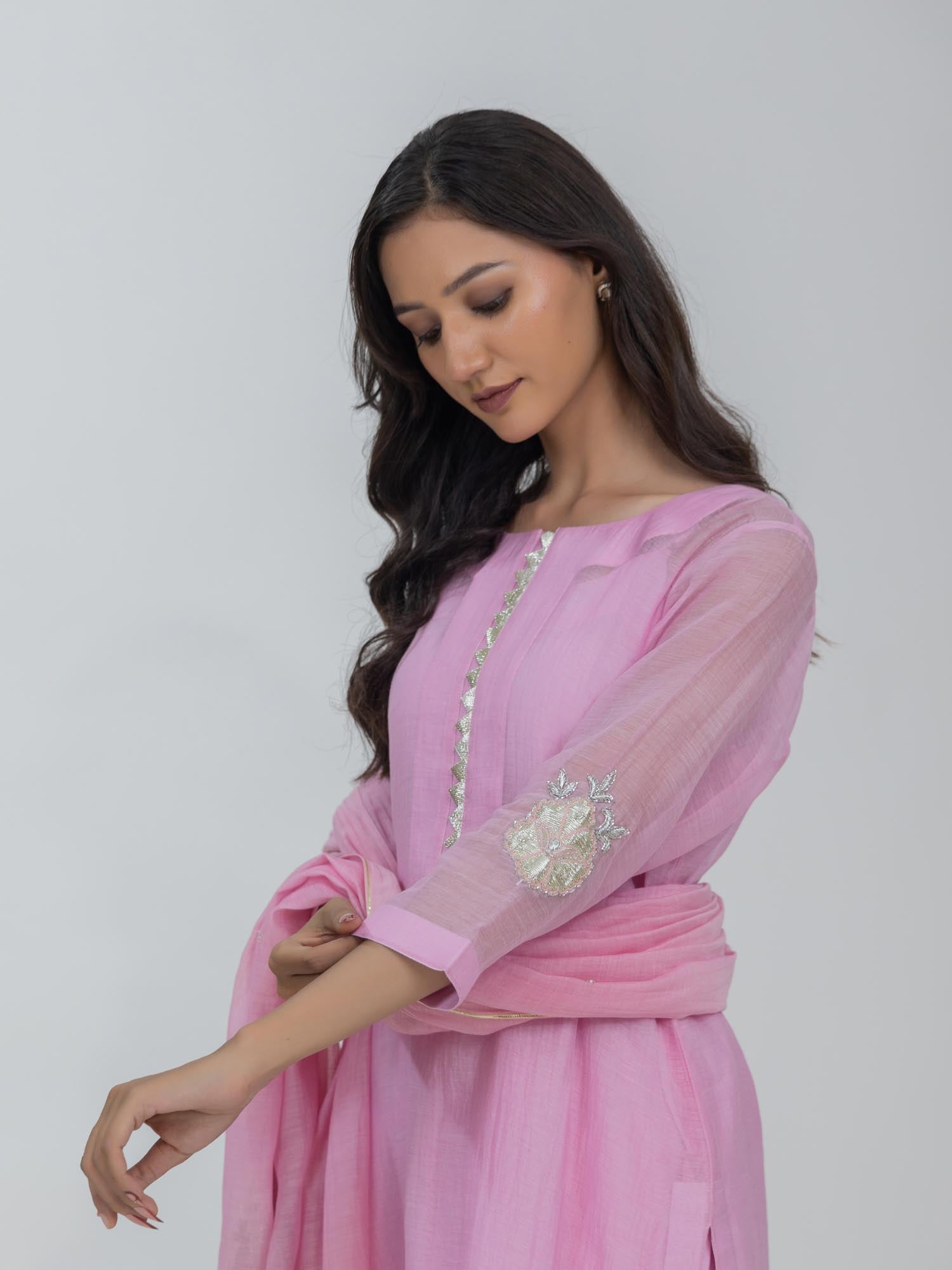 Pure Mul Chanderi Kurta and Farsi Salwar with Dupatta