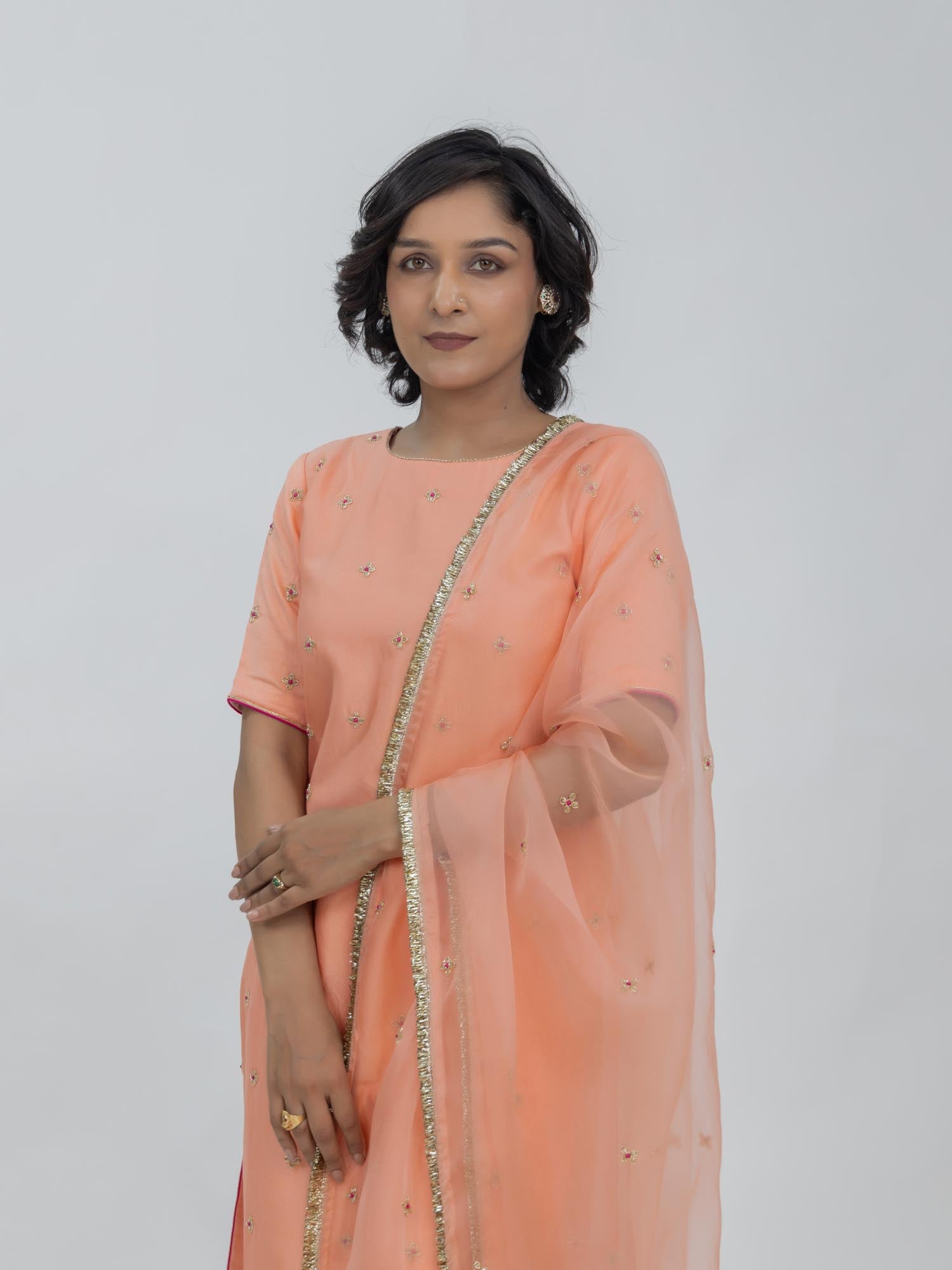 Pure Chanderi Silk Suit with Organza Dupatta