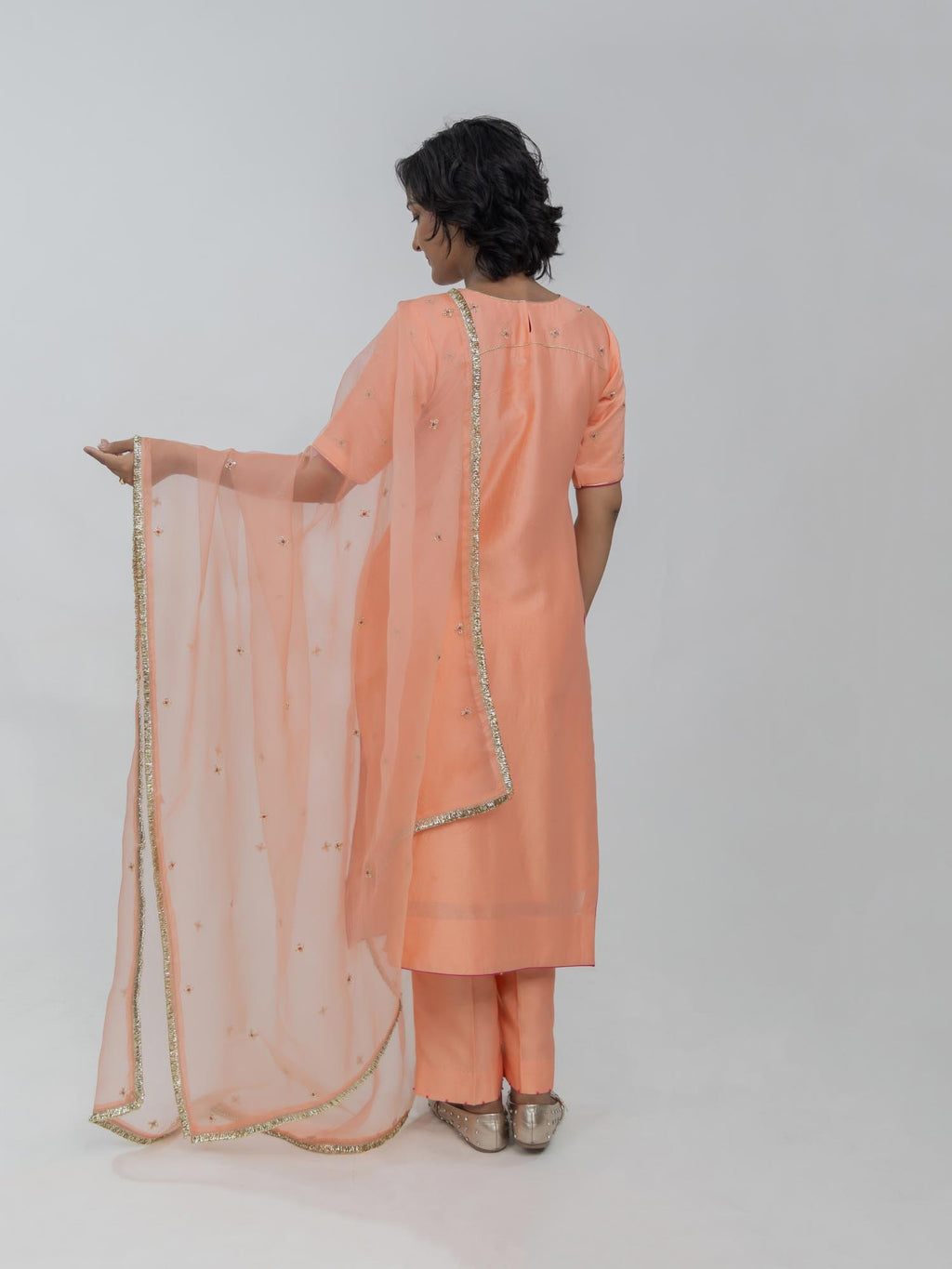 Pure Chanderi Silk Suit with Organza Dupatta
