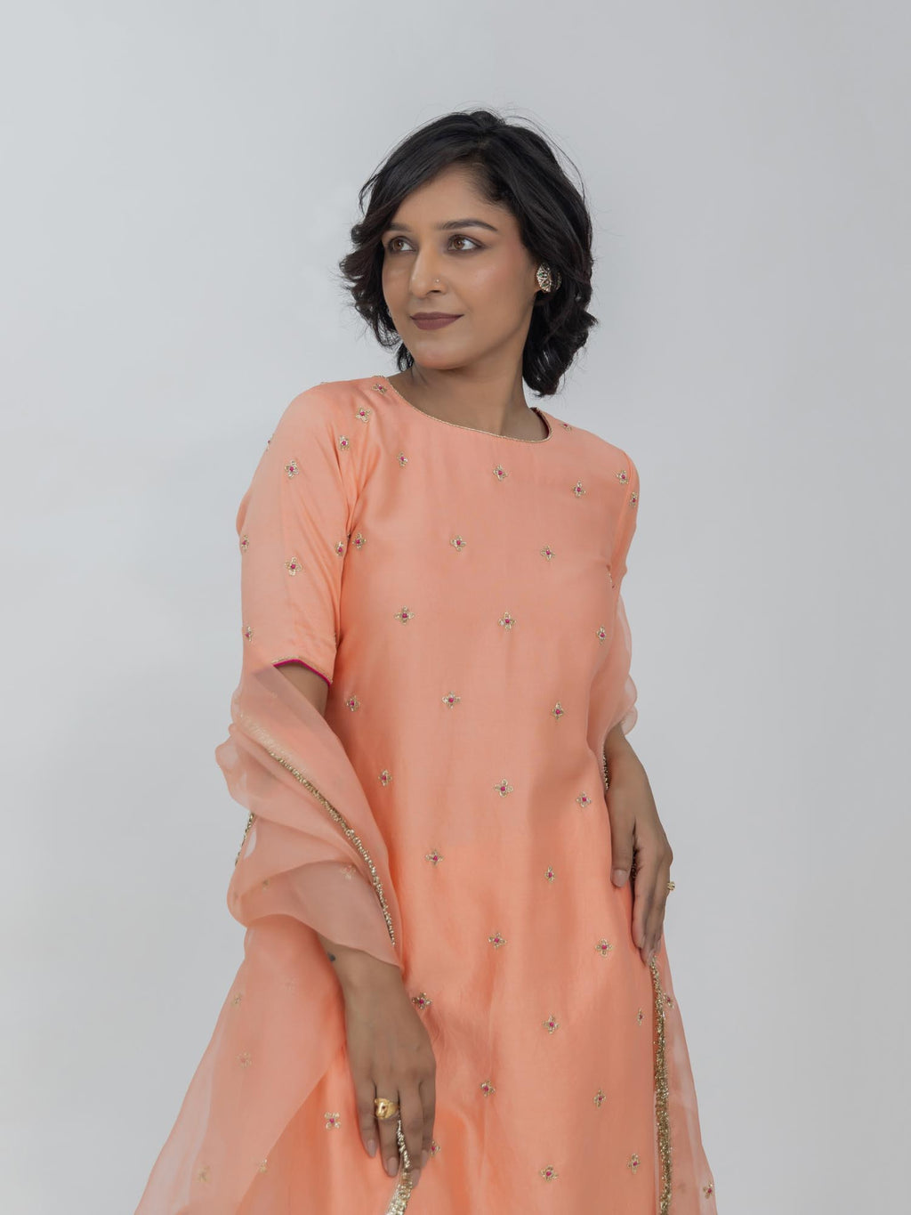 Pure Chanderi Silk Suit with Organza Dupatta