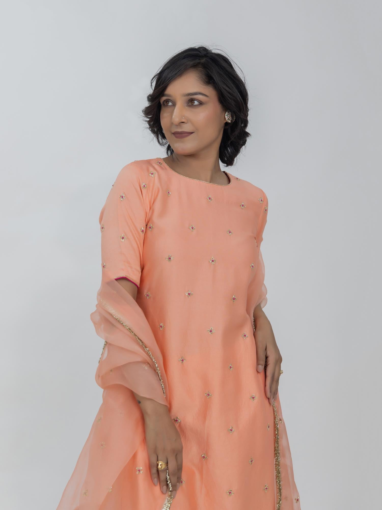 Pure Chanderi Silk Suit with Organza Dupatta