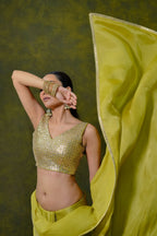 Pure Georgette Satin Saree With Original Gota Patti Work