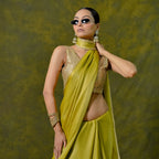 Pure Georgette Satin Saree With Original Gota Patti Work