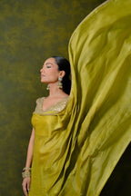 Pure Georgette Satin Saree With Original Gota Patti Work
